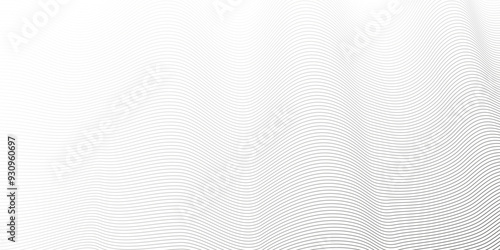 Abstract white blend digital wave lines and technology transparent background. Minimal carve wavy white and gray flowing wave lines and glowing moving lines. Futuristic sound wave lines background.