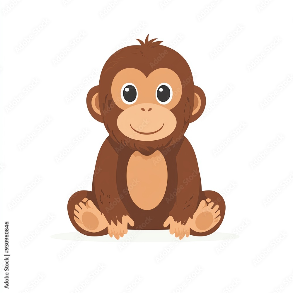Cute cartoon monkey sitting happily, perfect for children's themes, educational materials, or playful designs. Cute cartoon monkey sitting happily, perfect for children's themes, educational materials, or playful designs.