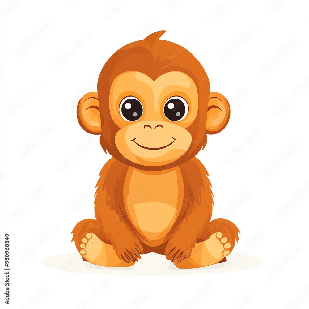 Cute cartoon monkey with wide eyes and a cheerful smile, perfect for children's themes and playful designs. Cute cartoon monkey with wide eyes and a cheerful smile, perfect for children's themes and playful designs.