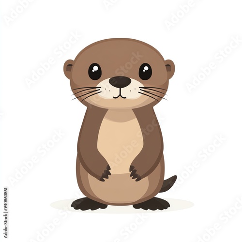 Cute cartoon otter character with a playful expression, perfect for children's books and illustrations.