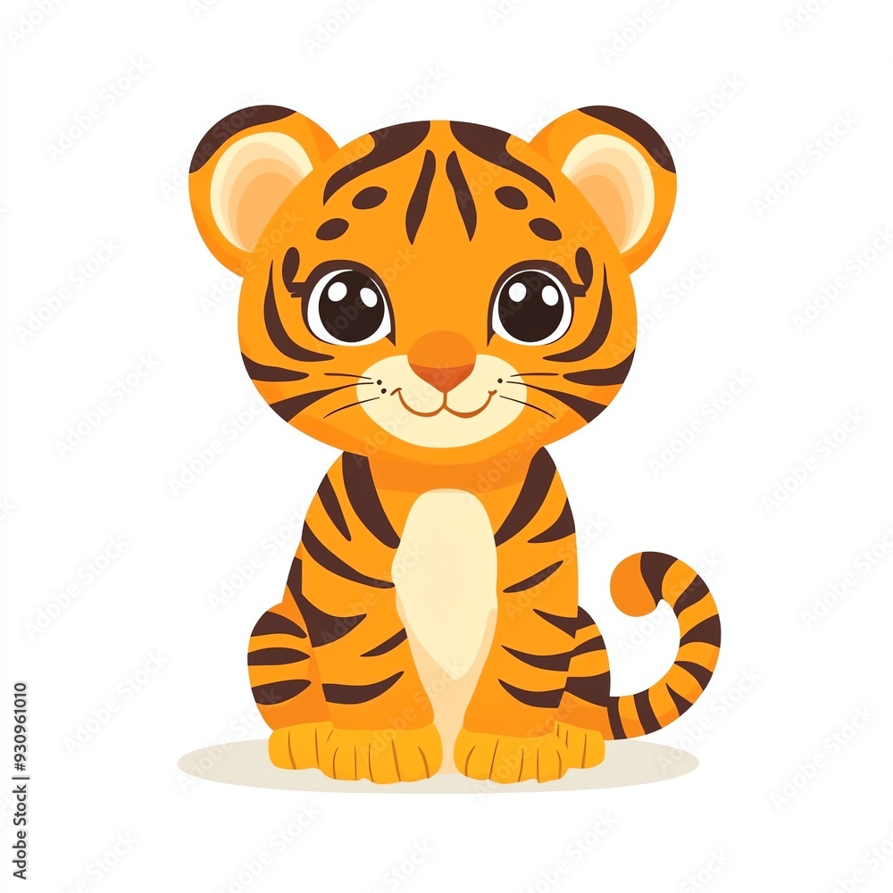 Adorable cartoon tiger character with big eyes, perfect for children's designs, illustrations, and educational materials. Adorable cartoon tiger character with big eyes, perfect for children's designs, illustrations, and educational materials.