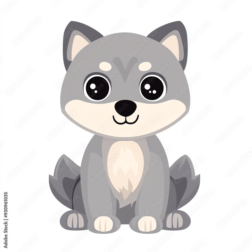 Cute and playful cartoon wolf with big eyes, perfect for kids' illustrations or animal-themed designs. Cute and playful cartoon wolf with big eyes, perfect for kids' illustrations or animal-themed designs.