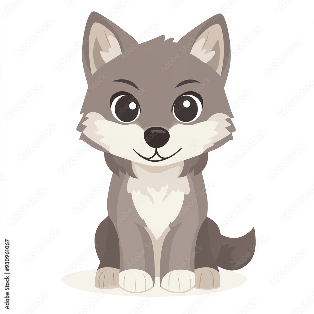 A cute cartoon wolf, characterized by large eyes and a playful expression, perfect for children's illustrations and designs. A cute cartoon wolf, characterized by large eyes and a playful expression, perfect for children's illustrations and designs.