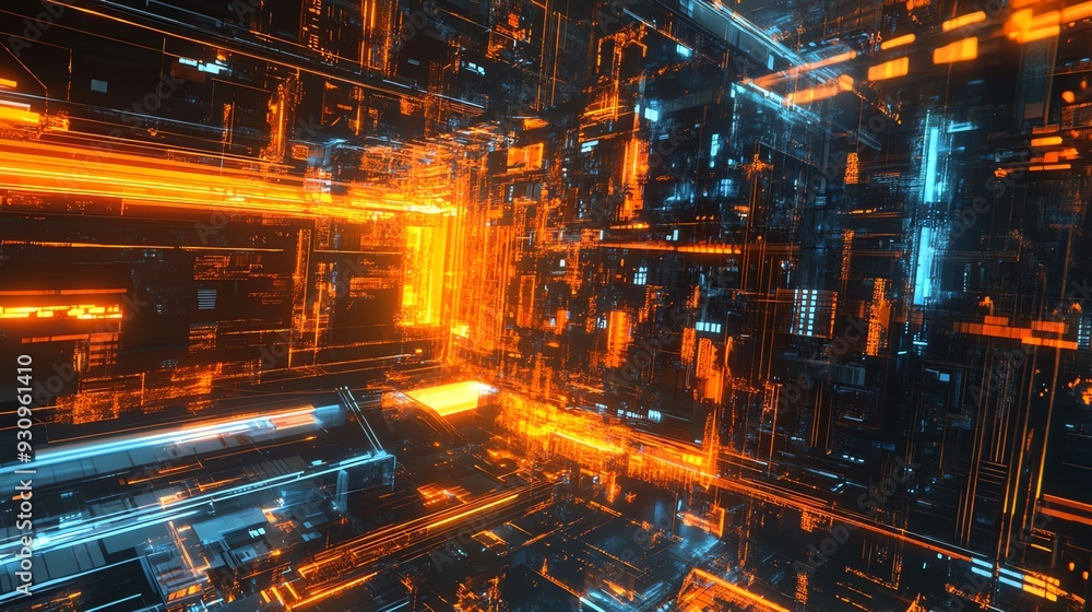 Abstract Digital Art with Neon Lights Abstract Digital Art with Neon Lights