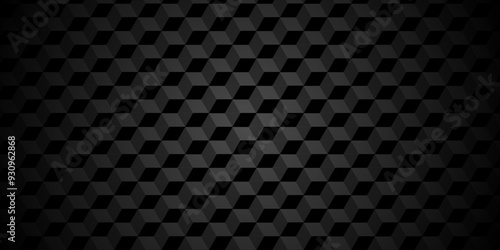 Minimal vector cubes geometric tile and mosaic wall grid backdrop digital hexagon technology wallpaper background. dark black block cube structure backdrop grid triangle texture vintage design.