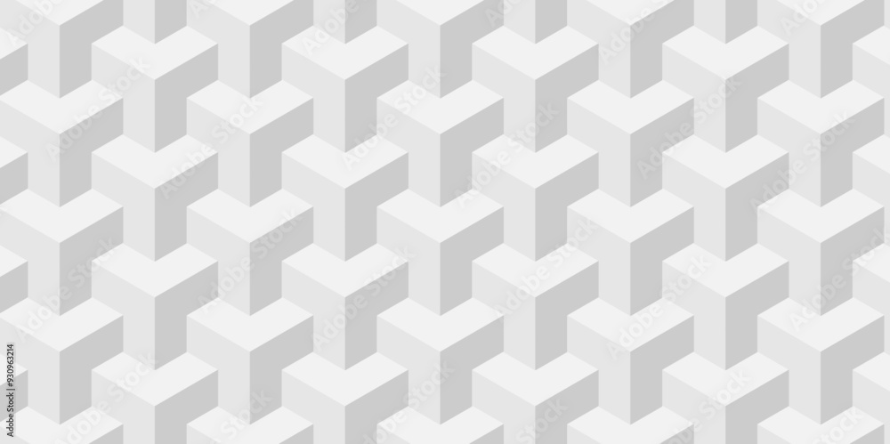 Minimal vector cubes geometric tile and mosaic wall grid retro digital hexagon technology wallpaper background. white and gray block cube structure backdrop square triangle texture vintage design. Minimal vector cubes geometric tile and mosaic wall grid retro digital hexagon technology wallpaper background. white and gray block cube structure backdrop square triangle texture vintage design.