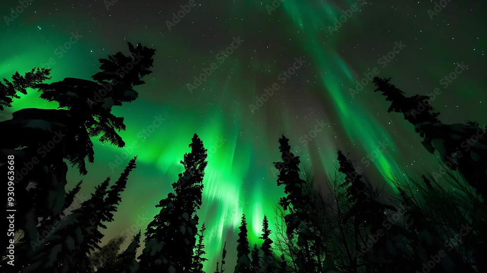 Northern lights (Aurora borealis) in the dark night sky Northern lights (Aurora borealis) in the dark night sky