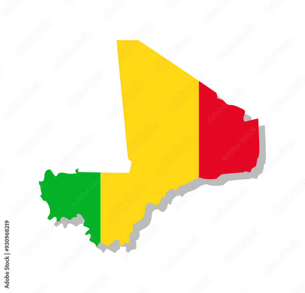 Fototapeta premium Mali - Flag inscribed in the contour of the country. Vector illustration.