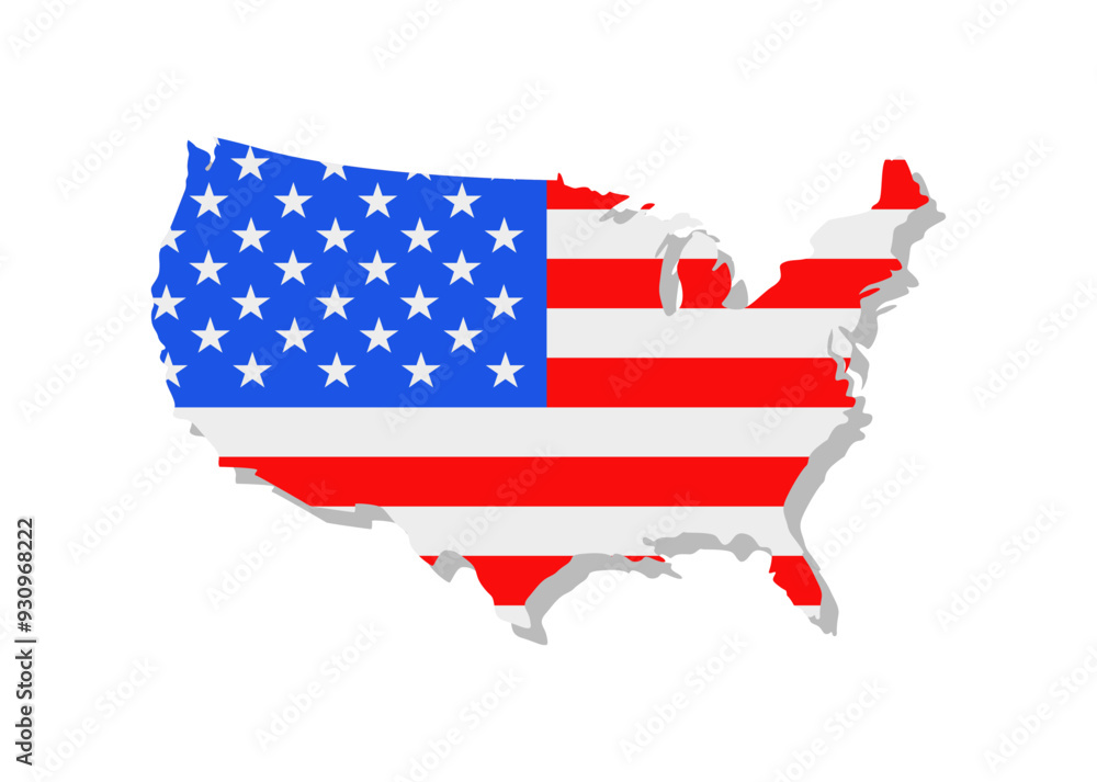 USA - Flag inscribed in the contour of the country. Vector illustration. USA - Flag inscribed in the contour of the country. Vector illustration.