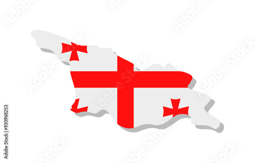 Georgia - Flag inscribed in the contour of the country. Vector illustration.
