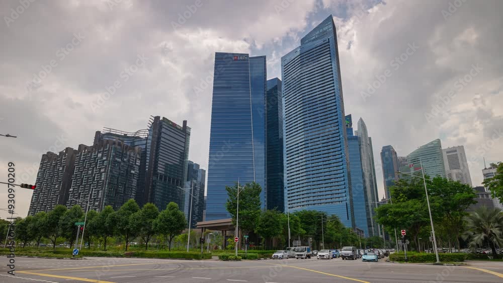 day time singapore city downtown traffic street crossroad panorama 4k timelapse day time singapore city downtown traffic street crossroad panorama 4k timelapse