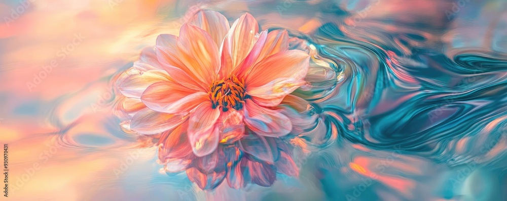 A stunning, serene bloom floating in tranquil waters, showcasing the beauty of nature with a dreamy pastel palette. A stunning, serene bloom floating in tranquil waters, showcasing the beauty of nature with a dreamy pastel palette.