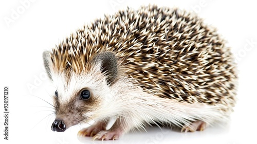  Adorable Hedgehog on a White Background. Super Cute and Endearing Animal with Quills and Expressive Eyes, Perfect for Capturing the Charm and Delight of Wildlife.