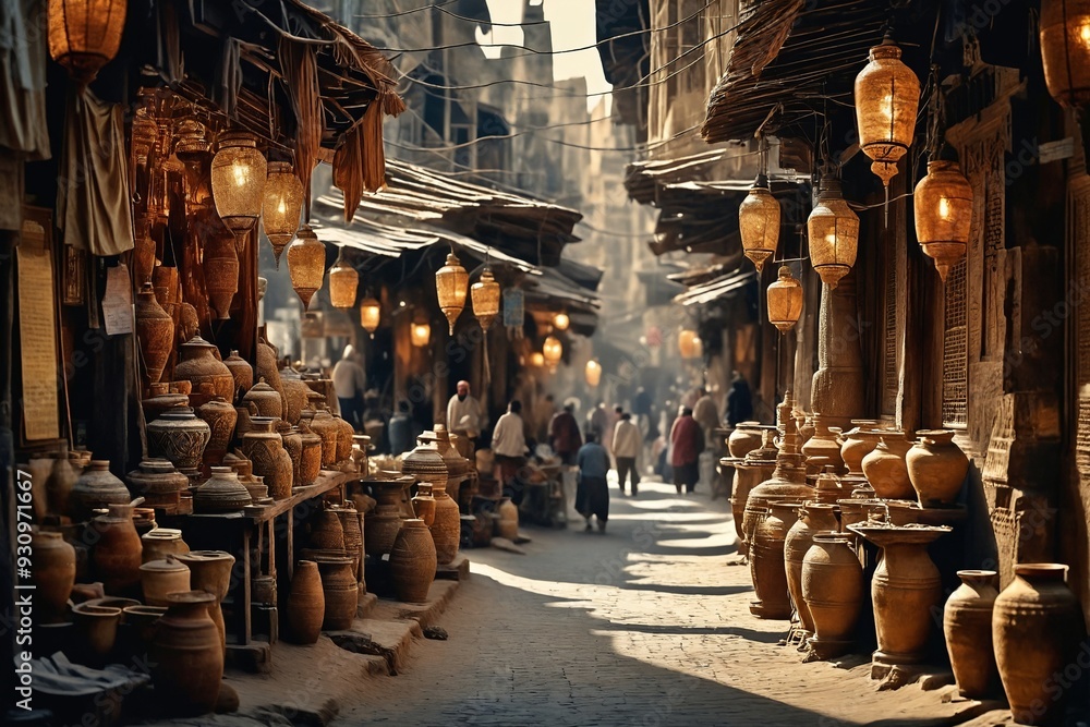 Naklejka premium Pottery Market in Ancient City