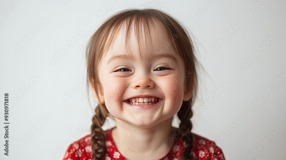 A little girl with braids smiles broadly at the camera. A little girl with braids smiles broadly at the camera.