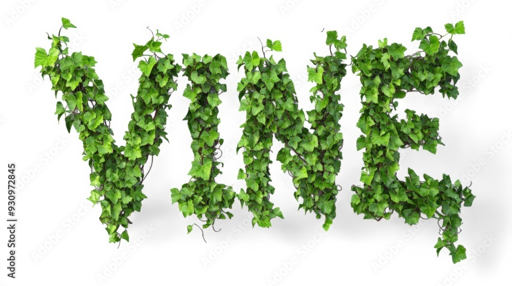 Vine Spelled Out With Green Vines, Isolated On White Background, Ideal For Botanical Designs And Garden-Themed Promotions . Generative ai Vine Spelled Out With Green Vines, Isolated On White Background, Ideal For Botanical Designs And Garden-Themed Promotions . Generative ai