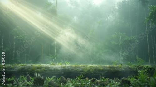 Wallpaper Mural Sunbeams Filtering Through Misty Forest Torontodigital.ca