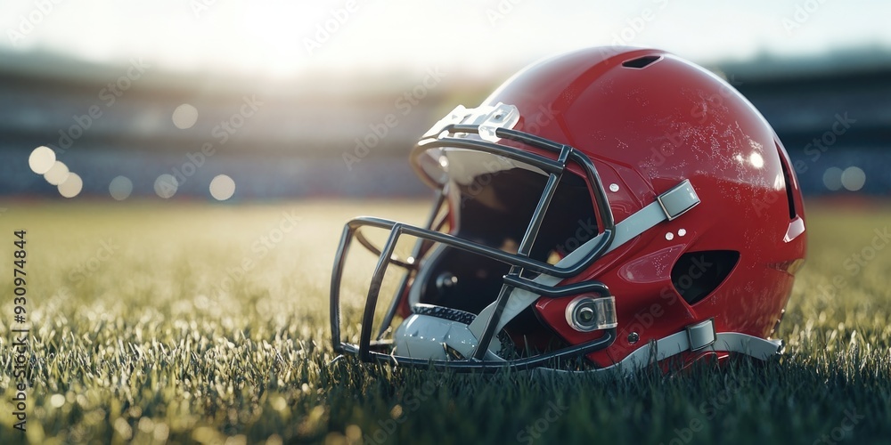 Football Helmet on the Field Football Helmet on the Field