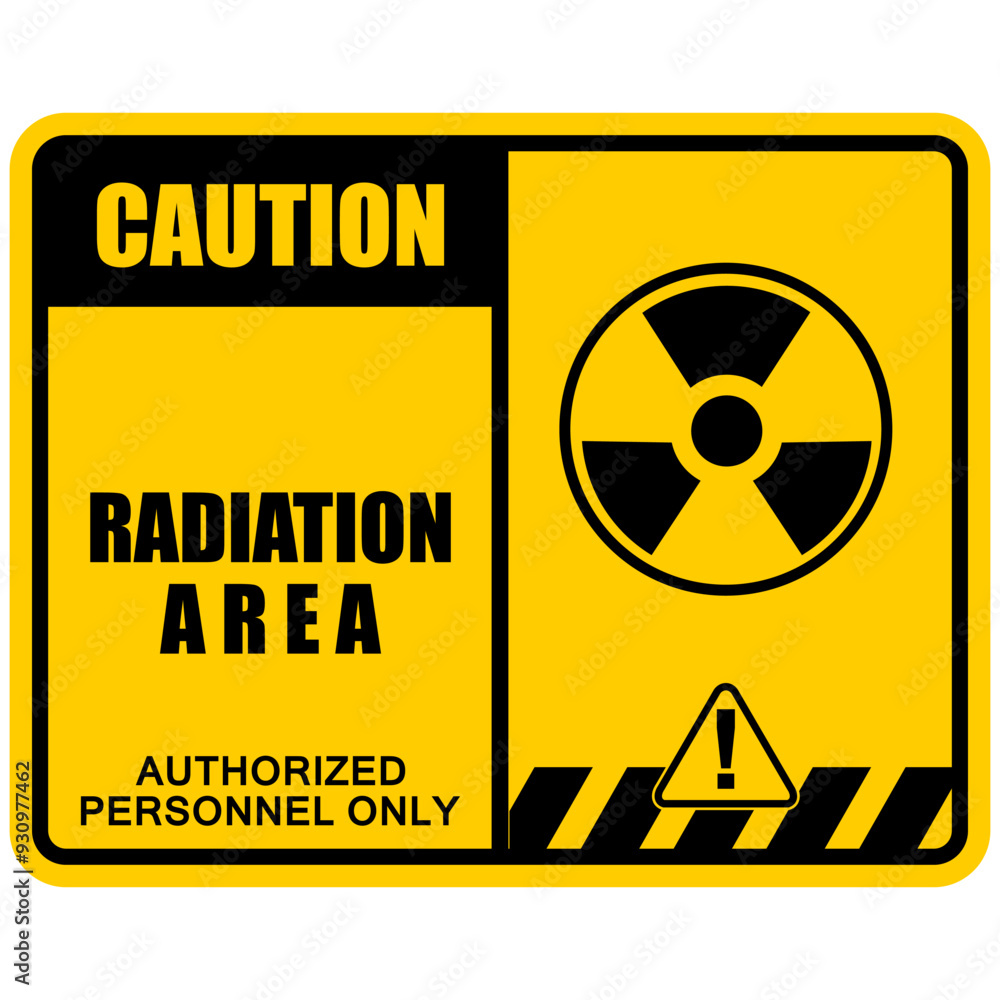 Caution, Radiation area, sign and label vector Caution, Radiation area, sign and label vector