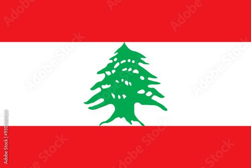 National flag of Lebanon. Flag of the Republic of Lebanon. Correct proportions and colors. Vector illustration