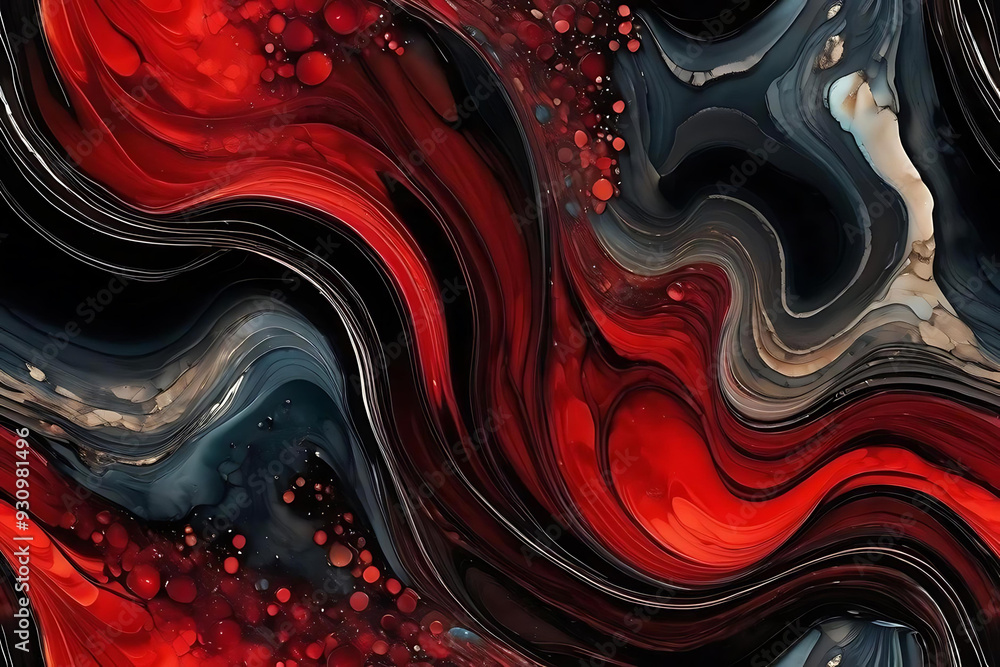 Alcohol Ink Art Red and Black Alcohol Ink Art Red and Black