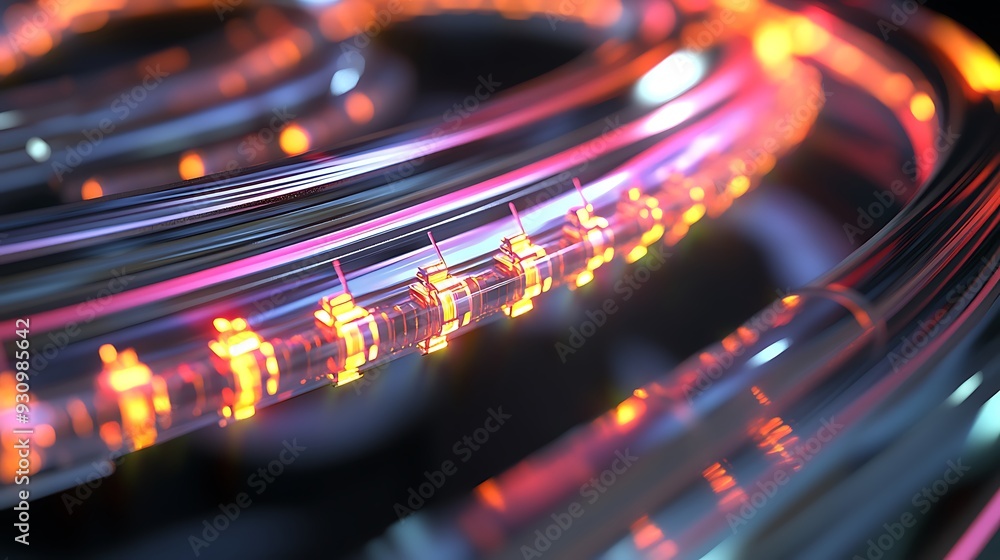 Abstract Metallic Spiral with Glowing Elements Abstract Metallic Spiral with Glowing Elements
