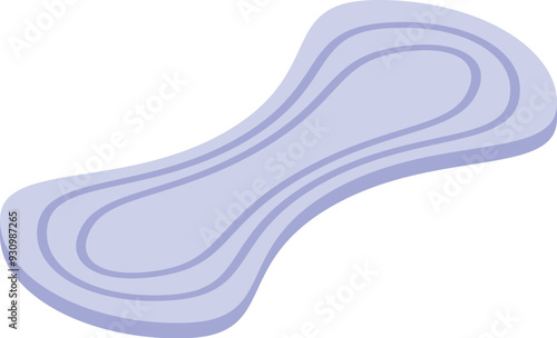 Clean and soft sanitary pad is lying in isometric view, representing feminine hygiene products