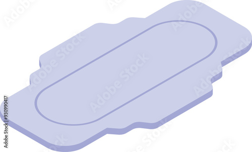 Single, light purple sanitary pad is laying flat, embodying hygiene and feminine care