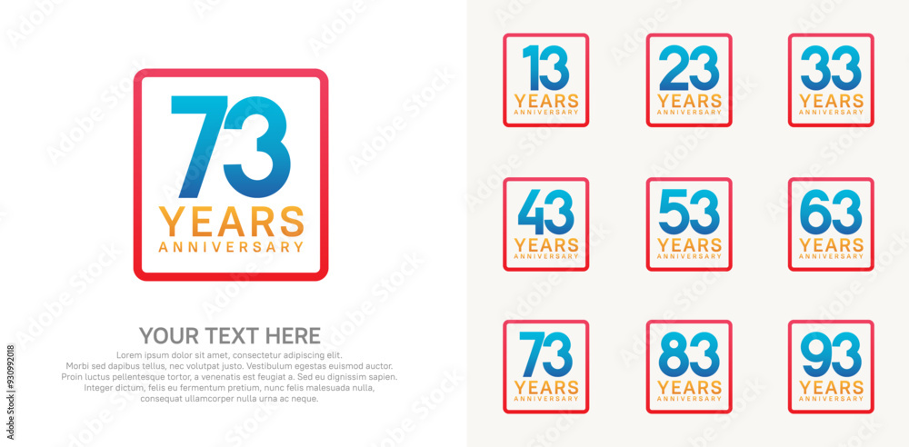 anniversary set logo style with blue color in square for company celebration moment anniversary set logo style with blue color in square for company celebration moment