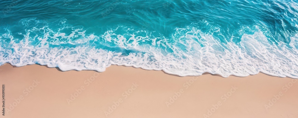 Obraz premium A serene beach with soft sand and a gentle surf, perfect for a summer day of relaxation, summer sea, relaxation, beach vibes