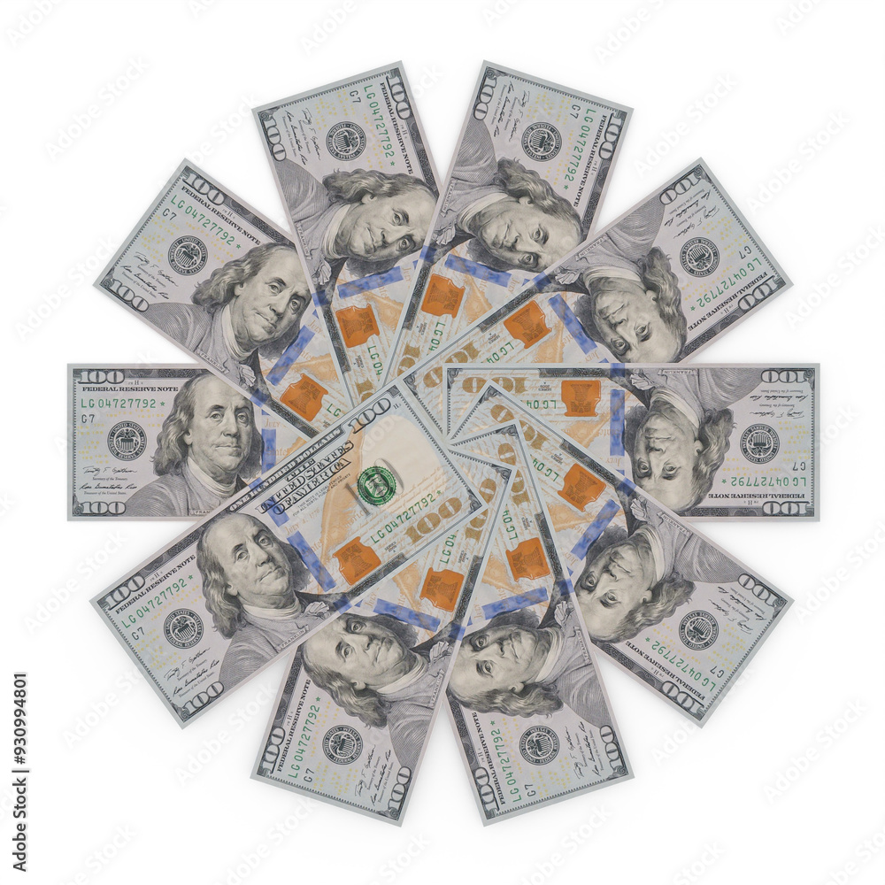 DOLLAR CURRENCY BILLS in 360 degree circular pattern (Transparent) DOLLAR CURRENCY BILLS in 360 degree circular pattern (Transparent)