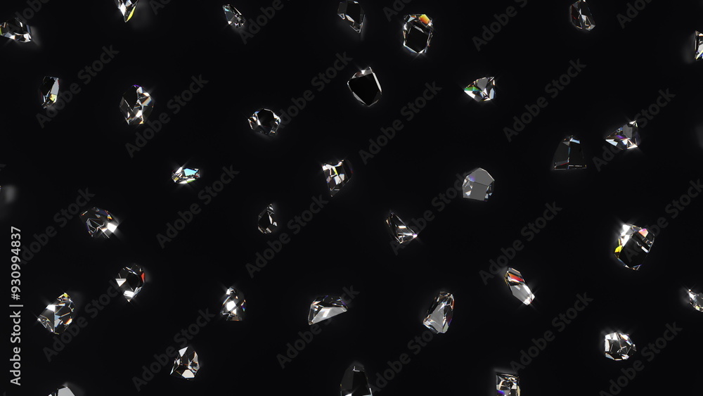Gemstones on a black background. 3d render. Gemstones on a black background. 3d render.