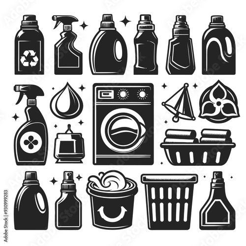 Laundry detergent shiloute vector