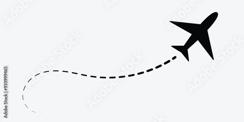 Paper plane following a path. Airplane track or route with dotted lines. Vector illustration in eps 10.