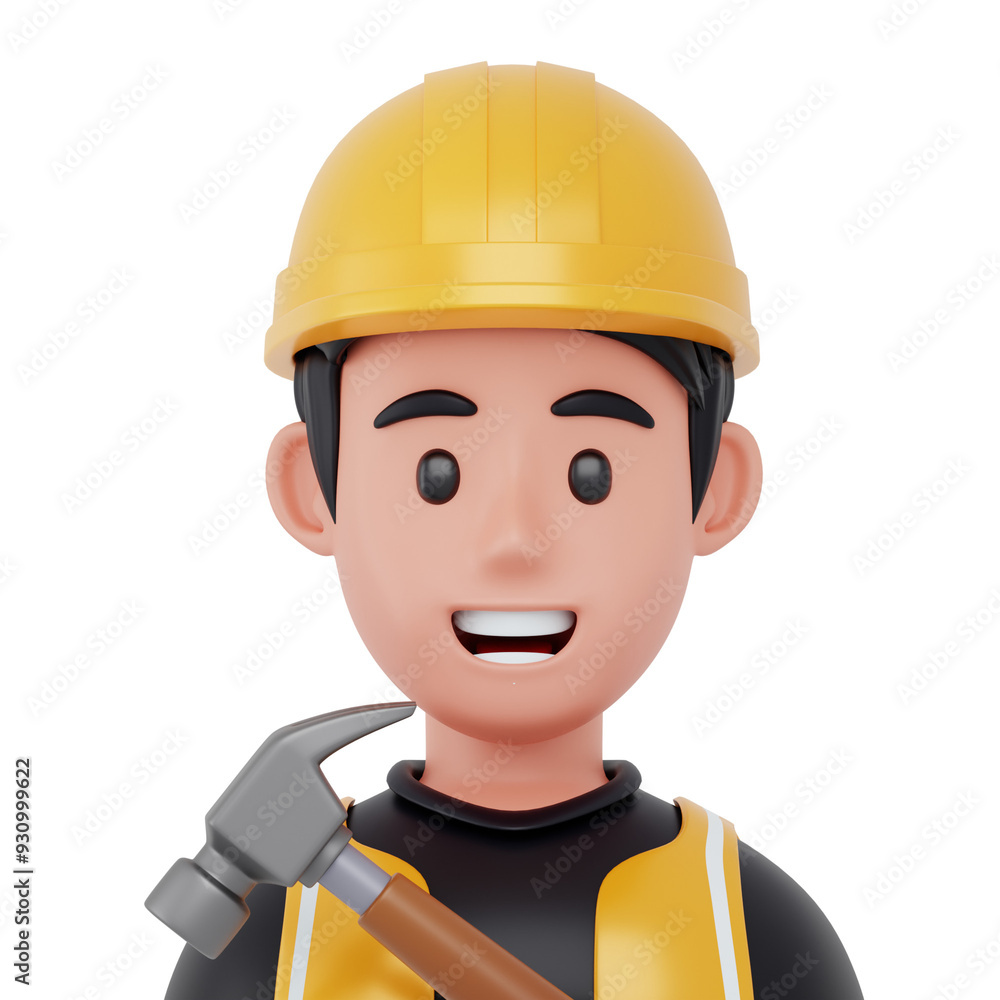 yellow builder 3d illustration yellow builder 3d illustration