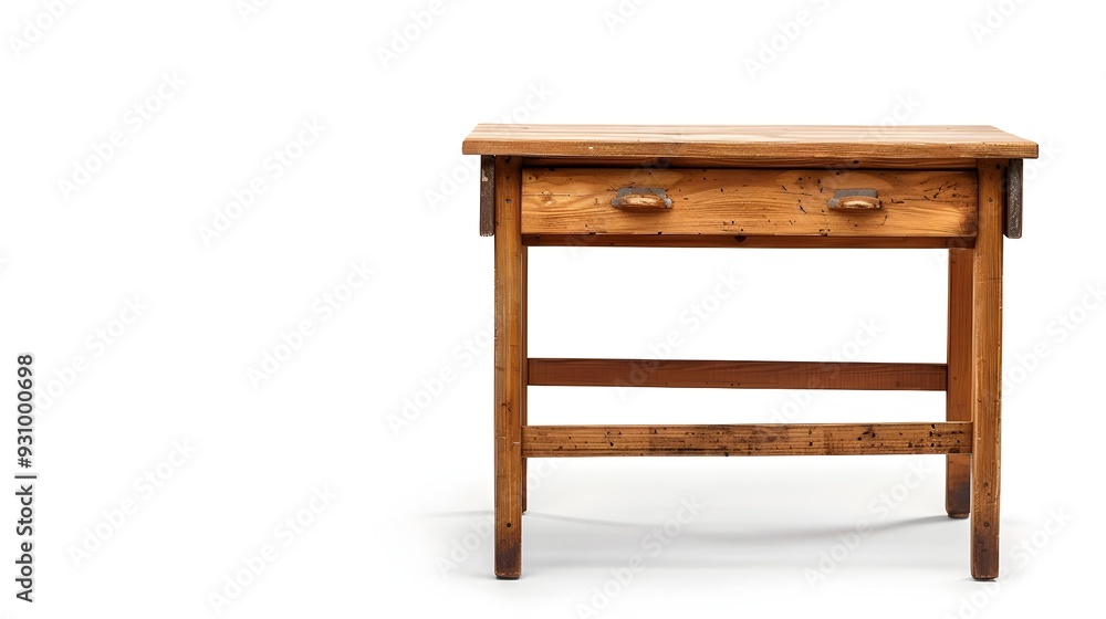 Wooden School Desk on Isolated White Background with Copy Space Wooden School Desk on Isolated White Background with Copy Space