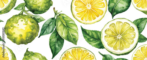 Lime and slices background isolated on white2