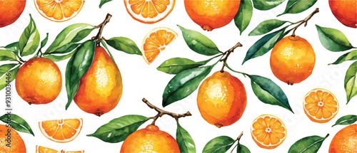 Orange fruit pattern background watercolor1
