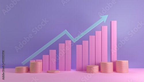 Stylish pink chart with upward trend on a purple background, representing growth and financial success. Ideal for business themes. Free Download Stylish pink chart with upward trend on a purple background, representing growth and financial success. Ideal for business themes. - GFXLoad