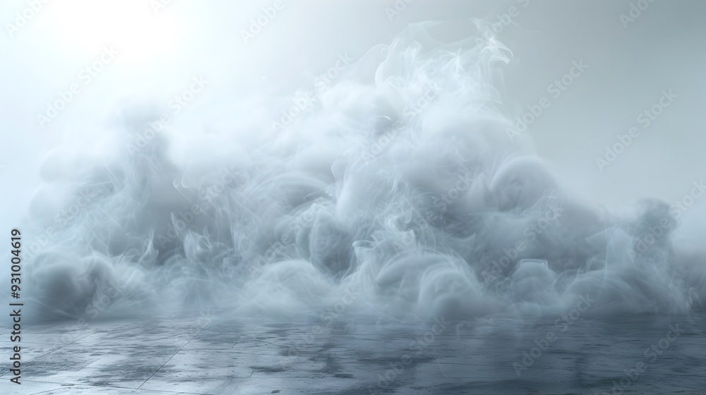 Dramatic Swirling Mist and Fog Texture on Isolated White Background Dramatic Swirling Mist and Fog Texture on Isolated White Background
