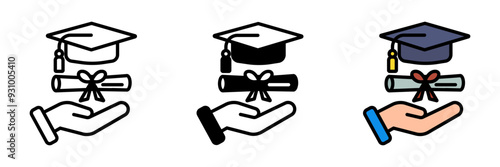 Scholarship Icon, A financial award granted to a student based on academic merit or need, used to support their educational expenses. photo