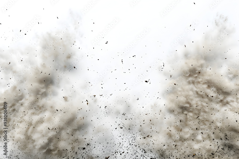 3D Rendered Dust Cloud on Isolated White Background with Copy Space 3D Rendered Dust Cloud on Isolated White Background with Copy Space