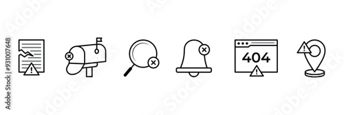 Set of Empty state symbol collection. Empty state icon with black background. Vector Illustration.