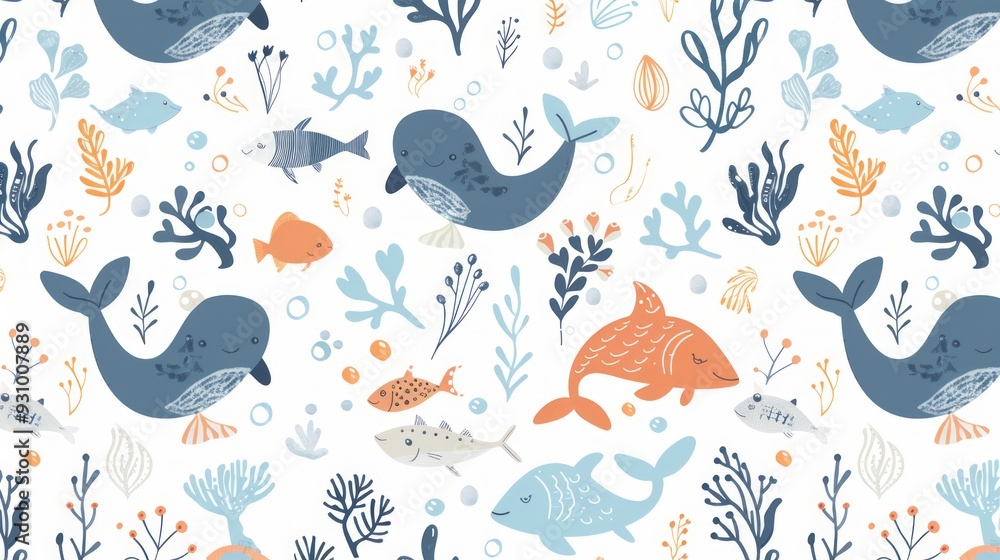 cute seamless pattern of animal aquatic cute seamless pattern of animal aquatic