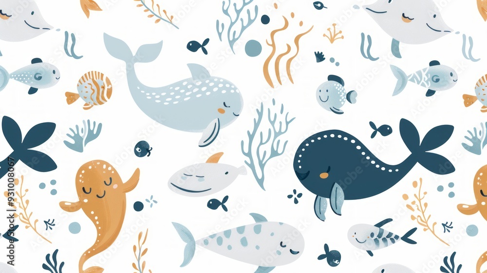 cute seamless pattern of animal aquatic cute seamless pattern of animal aquatic