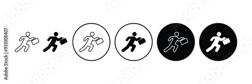 Set of Going to work icon collection. Man going work symbol. Vector Illustration.