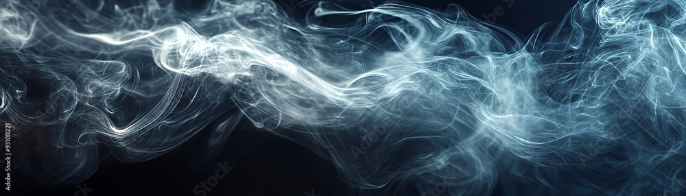 Abstract white smoke on black background with flowing, swirling pattern. Abstract white smoke on black background with flowing, swirling pattern.