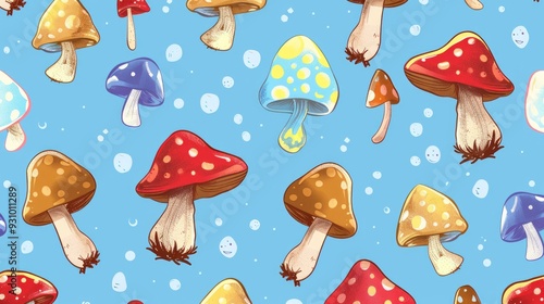 cute seamless pattern of mushroom 
