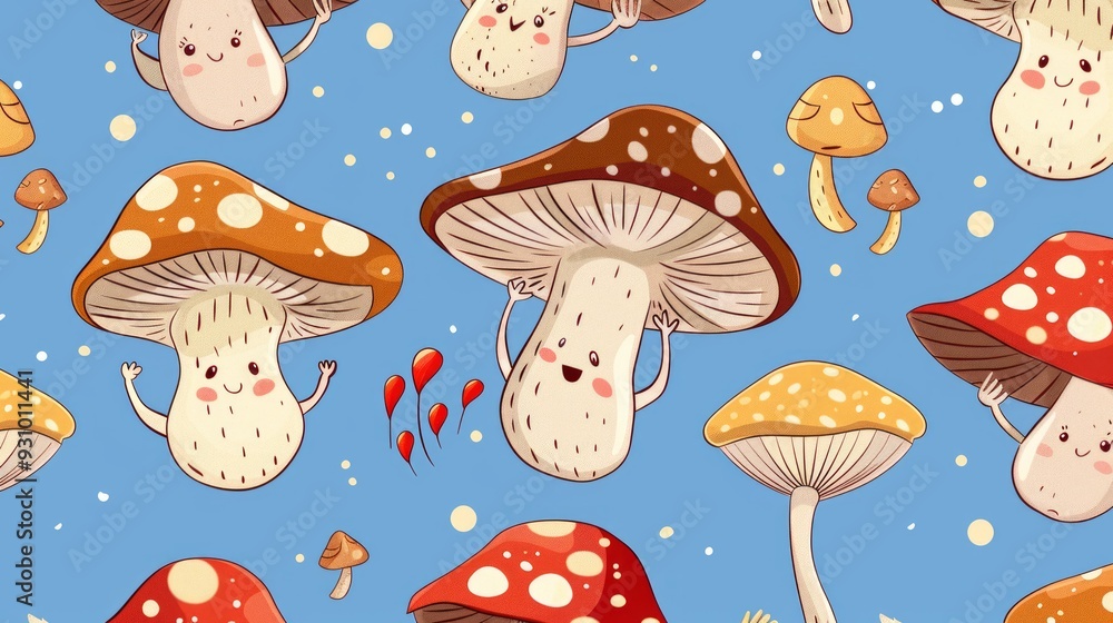 cute seamless pattern of mushroom cute seamless pattern of mushroom
