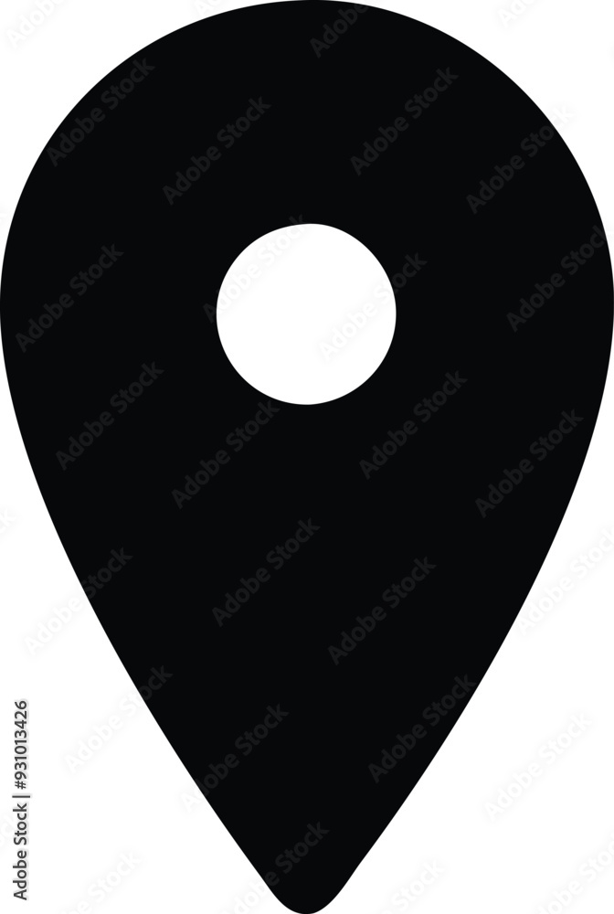 a black pin with a hole in it location a black pin with a hole in it location